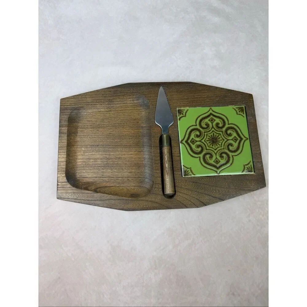 Vintage Wooden Cheeseboard 1970s with Box Mod MCM
